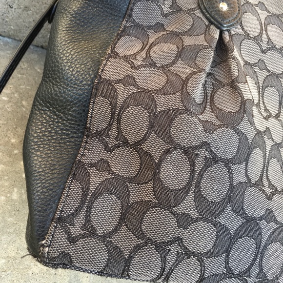 COACH Staton Carryall Leather Trim Signature Jacquard w! Matching Wallet - Picture 6 of 14